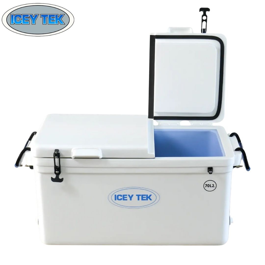 ICEY TEK 70L COOLER 70L WHITE RIGHT LID OPEN 