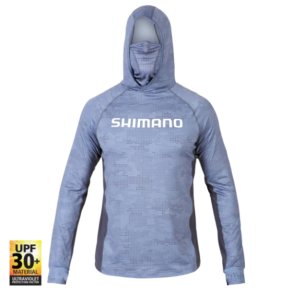 Shimano Hooded L/S Tech Tee Grey Dot Camo
